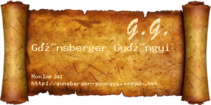 Günsberger Gyöngyi névjegykártya